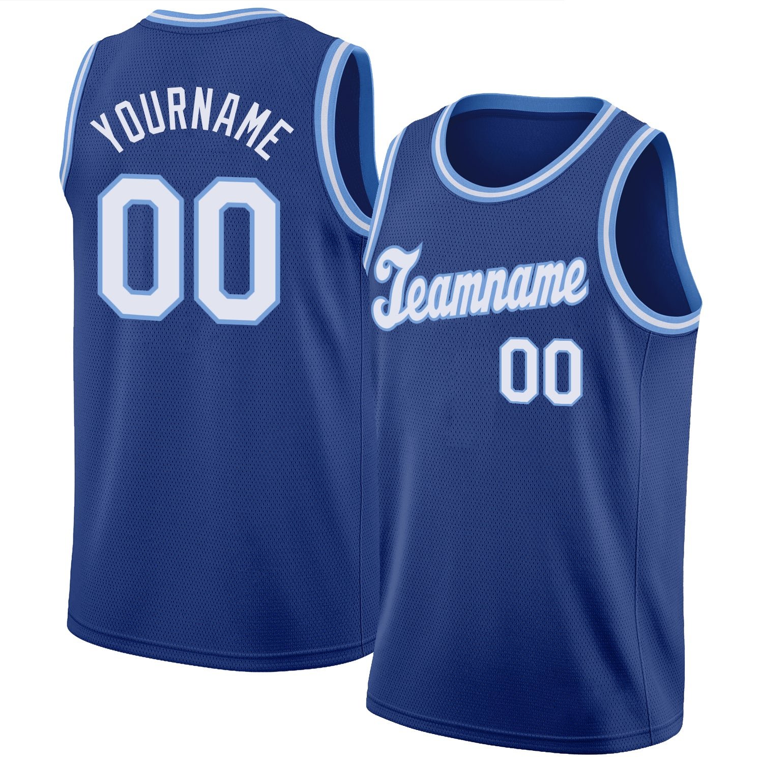 Custom Royal White-Light Blue Round Neck...